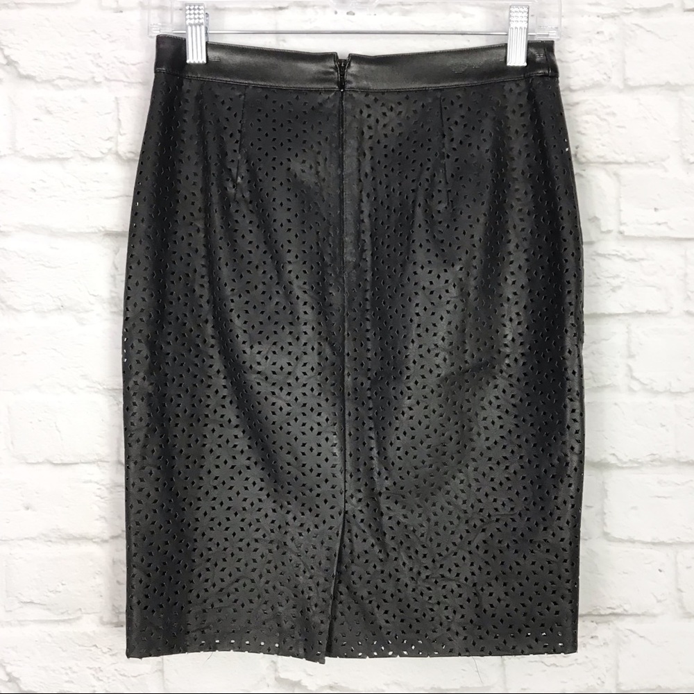 Ann Taylor Laser Cut Vegan Leather Pencil Skirt 0P - Picture 2 of 6